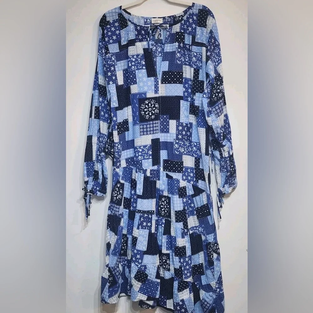 Malene Birger Amily Printed Patchwork Blue Midi Dress - Picture 14 of 14